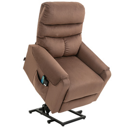 HOMCOM TV Lift Chair Electric with Massage Function, Heating, and Reclining Feature, Light Brown Polyester, 79x97x103cm - For Comfort & Relaxation