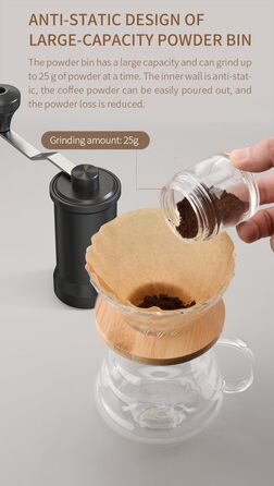 Ручна кавомолка Olkezz з керамічними жорнами 38 мм, регульована – для Aeropress, еспресо, пуровер, френч-прес