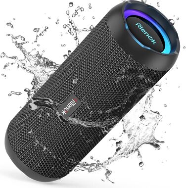 Портативна Bluetooth колонка RIENOK з підсвічуванням, IPX7, 3600 mAh, чорна