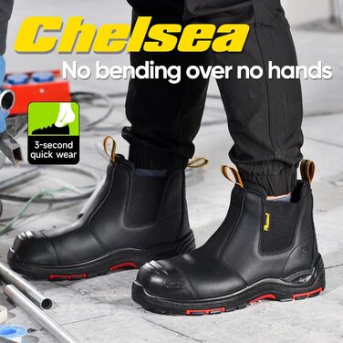 Черевики робочі S3 для чоловіків та жінок, M-8025NB, захисне взуття, шкіряні, водонепроникні, дихаючі, легкі, зручні, композитний захист пальців, антипрокольна підошва, S1P (Чорний, 38 EU)