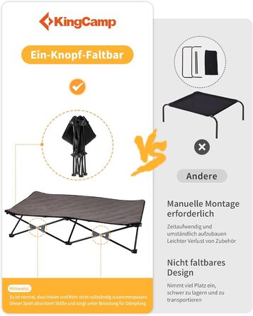 Лежанка для собак KingCamp - зручна та портативна, 57x57x23 см. Зручна для відпочинку вдома та на природі. Матеріал: дихаюча сітка та замша.