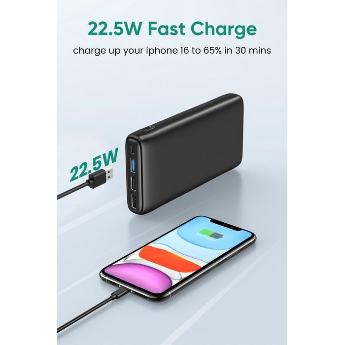 Powerbank A ADDTOP 26800mAh з Power Delivery 22.5W: 4 порти для смартфонів, планшетів та іншого