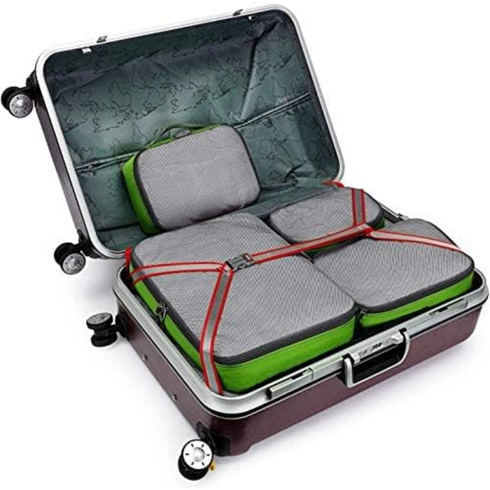 Органайзери для валізи G4Free, набір 6 шт (сітка) - зелений (S+2M+2L+XL) для подорожей