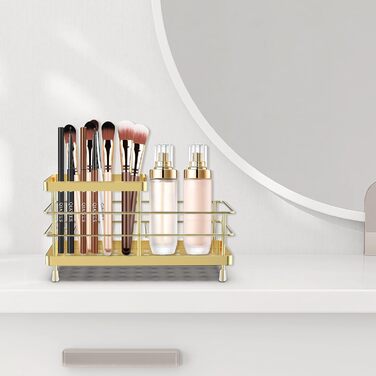 Тримач для зубних щіток Luxspire, нержавіюча сталь, електричний, настінний без свердління, з підставкою для зубної пасти, 2 слоти (золотий)