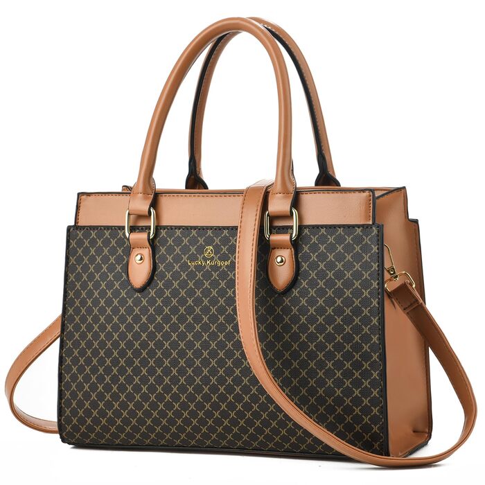 Стильна жіноча сумка-шопер Kurgool з двоколірної шкіри, трендовий дизайн, верхня ручка - кавово-коричнева