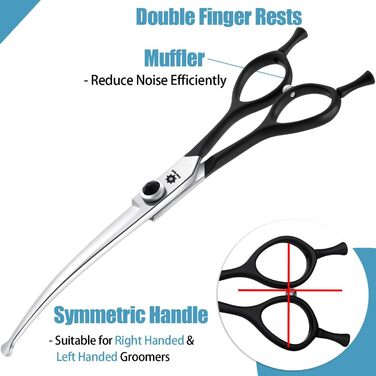 Ножиці для собак Dream Reach 6,5 дюйма, професійні, з нержавіючої сталі 440C, вигнуті, у подарунковій коробці