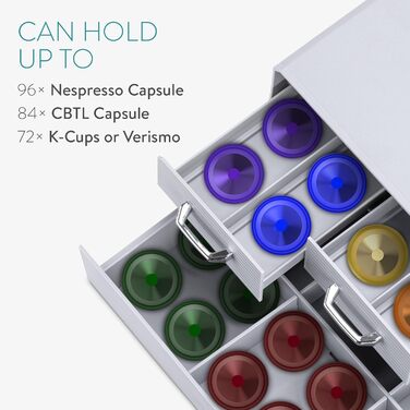 Організатор для капсул Navaris: 96 Nespresso капсул, 4 висувні ящики (сірий)