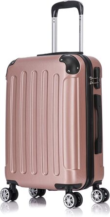 Чемодан-тележка Flexot® Flex-2045 для ручної поклажі (16 кольорів) з подвійними колесами, жорсткий корпус (M, Рожеве золото)