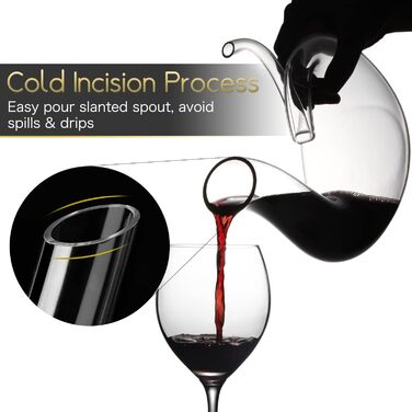 NUTRIUPS Wine Decanter, Red Wine Decanter, 1.2L Lead-Free Crystal Wine Decanter, Red Wine Decanter, Decanter, Wine Aerating Decanter with Free Cleaning Brush, Wine Decanter
