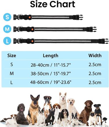 Світлодіодне нашийник для собак Masbrill з підзарядкою, 7 кольорів RGB, 8 режимів світіння, регульований, вологостійкий, для собак маленьких, середніх та великих порід, чорний, розмір M