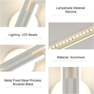 LED стінна лампа Mckalen 24W, 60см, тепле біле світло (2700K-4500K) для спальні, коридору, вітальні, сходи