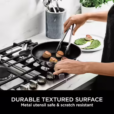 Ninja ZEROSTICK Cookware Frying Pan Set, non-stick coating, space-saving, 24/28 cm frying pans, durable, hard anodized aluminum, induction compatible, Grey, C52200UK Large Frying Pan Set (Large Frying Pan Set, Stainless Steel)