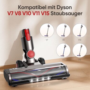Насадка для пилососа Dyson V7, V8, V10, V11, V15 FLYLINKTECH з LED підсвіткою та змінними роликами (сіра)