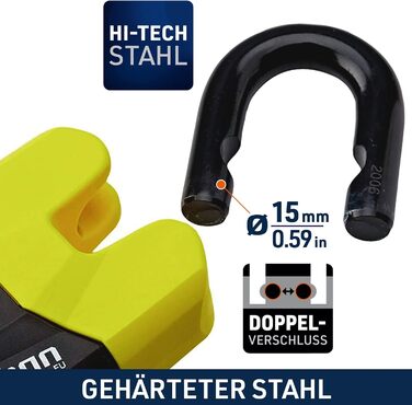 Мотозамок-ланцюг URBAN U8K120, 120 см, загартована сталь, 15 мм, SRA сертифікат, протиугінний ланцюговий замок для мотоцикла