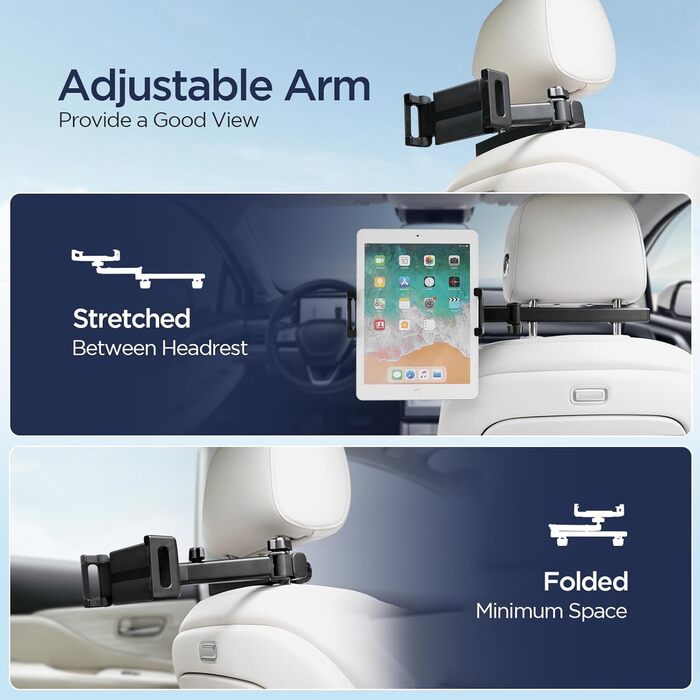 Утримувач для планшета Romon у автомобіль, кріплення до підголівника, універсальний, 360° обертання, для смартфонів та планшетів 4.7-13 дюймів