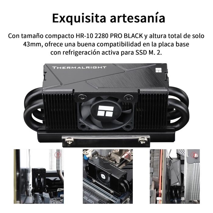 Охолоджувач SSD Thermalright HR10 2280 PRO BLACK: Радіатор з 2 тепловими трубами, для настільних ПК