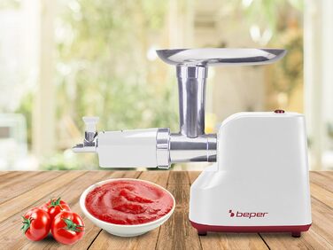 М'ясорубка електрична BEPER P102ROB200 з нержавіючої сталі, 1200 Вт + насадка для томатів