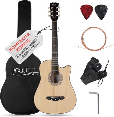 Rocktile WSD-5C-NT: Акустична гітара Western Slim Line Dreadnought - Натуральний колір (з аксесуарами)