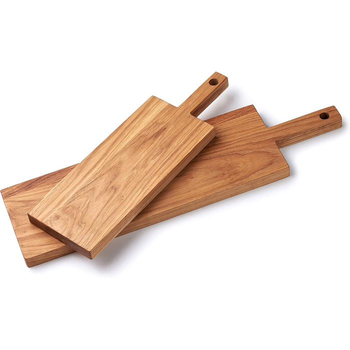 Edelding Cutting and Serving Board made of high-quality oak, 43 x 15 cm in size with a practical 12 cm handle | Antibacterial kitchen board | Serving board, breakfast board, solid wood board