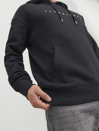 Чоловічий худі Jack & Jones JJestar JJ Sweat Hood, Relaxed Fit, чорний