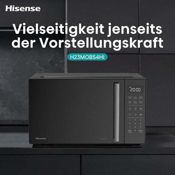 Мікрохвильова піч Hisense H20MOBS4HI 23 л з InverterTech, керамічним покриттям та цифровим керуванням