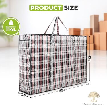 Pro-Lux Extra Large Laundry Storage Bags, Shopping Bags, Strong, Durable, XXL Moving Bags with Zipper and Handles, Reusable, 8 Pack