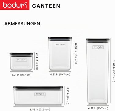 Набір контейнерів для зберігання Bodum CANTEEN 12 шт. з чорними кришками, BPA-free, для мийки в посудомийній машині, прозорі, штабельовані