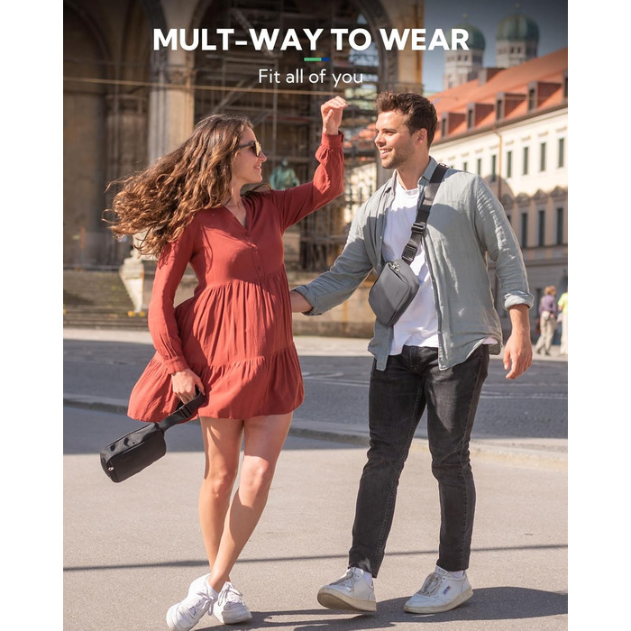 WATERFLY Поясна сумка на пояс для чоловіків та жінок: стильна сумка через плече, спортивна, модний аксесуар, водонепроникна, маленька сумка на стегно для активного відпочинку, подорожей, піших прогулянок, фестивалів (темно-сірий)