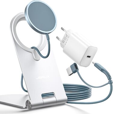 Бездротова зарядка JSAUX MagSafe 15W для iPhone 17 Air Pro Max, iPhone 16/15/14/13/12, AirPods 3/2, блакитна