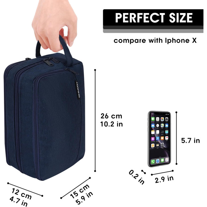 Чоловічий дорожній набір для туалетних речей WANDF, косметичка-органайзер для подорожей (Denim Pure Marineblau)