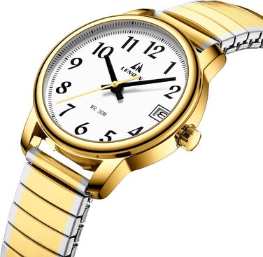 Жіночий годинник LN LENQIN: Водонепроникні годинники для жінок з нержавіючої сталі, кварцовий механізм, регульований браслет (сріблястий, золотий, білий)