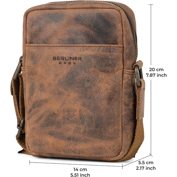 Чоловіча сумка через плече Berliner Bags Tom з натуральної шкіри, чоловіча сумка-кросбоді (Earth, S)