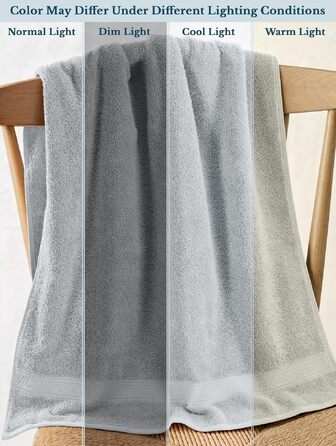 Набір банних рушників Utopia Towels (4 шт.), 69 x 137 см, 100% бавовна, гігроскопічні м'які рушники для душу з петлею для підвішування, колір: світло-сірий