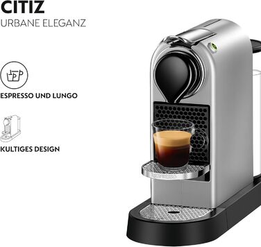 Кавомашина Krups Nespresso XN741B Citiz, еспресо, автоматична, 1 л, 1260 Вт, срібляста