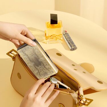 Вінтажне металеве етолюшка для сигарет з запальничкою J6, вміщує 12 шт. сигарет (100 мм), RFID картки та гроші (Бронза)