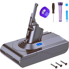 Замінний акумулятор V8 6.0 Ah для пилососів Dyson SV10 Absolute Animal Fluffy Animal Exclusive Trigger - FLYLINKTECH з фільтрами, щіткою та інструментами