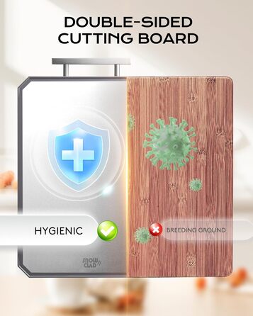 Нержавійна дошка для нарізання SNOWCLAD з пшеничного полова та поліпропілену, 40.6 x 27.9 см, велика, для м'яса, безпечна, для кухні, миється в посудомийній машині