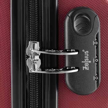 Набір валіз Zelsius 4 шт. з ABS, з кодовим замком, 4 колеса, внутрішній роздільник | Набір валіз 4 шт., Trolley, велика валіза, Luggage Set, ручна валіза (Червоний, 4-частинний)