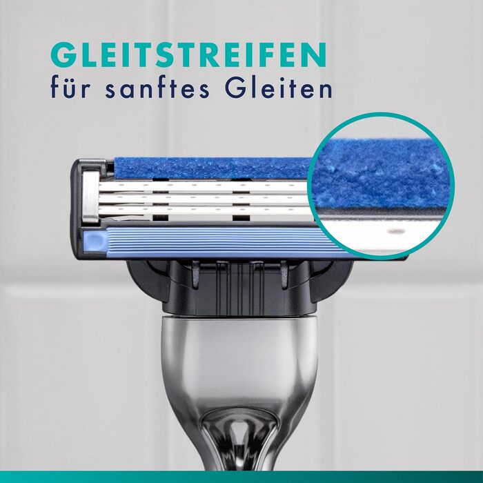Бритва Gillette Mach 3 Standard для чоловіків, металевий корпус, синій/сірий, набір: станок + 12 змінних касет