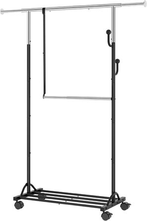 Кледірстанцер FAVOOOSTY на колесах, мобільний, металевий, регульований, чорно-білий, 89.50×39.00×161.20 см