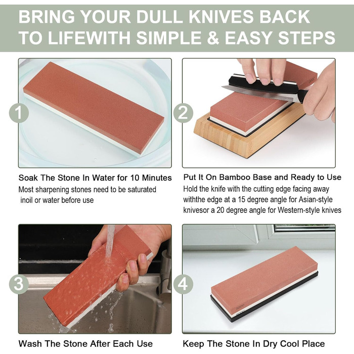 Набір для заточування ножів Youyijia 9-в-1 з алмазними точками 400/1000 та 3000/8000 гріт, професійний, з кутовою направляючою та бамбуковим основанням