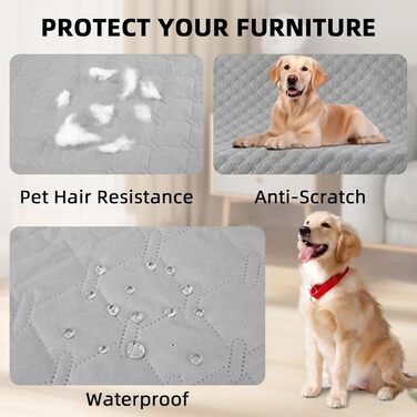 Водонепроникний килимок для собак та котів 170x200 см - захист ліжка та дивану, сірий