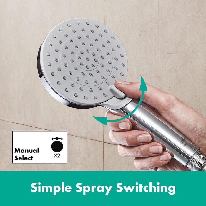 Hansgrohe Vernis Blend Shower Set, water-saving showerhead with shower hose and shower rail 0.65m, handheld shower with 2 spray patterns, chrome