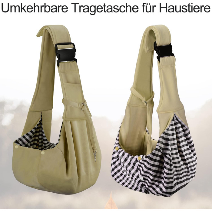 PetLoft Сумка-переноска для собак, реверсивна, регульована, Cross-Body Carrier з кріпленням для нашийника (Хакі)