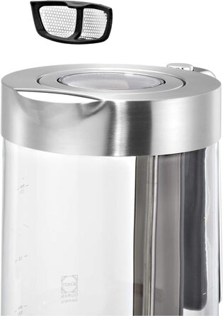 WMF Lono Glass Kettle 1.7 Liter, Glass Kettle with Scale Filter, Cordless, 3000 Watts, Matte Stainless Steel