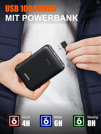 Обогреваемая жилетка UNBON для мужчин и женщин с Powerbank 10000mAh USB, 3 режима нагрева, 6 зон обогрева, жилетка-куртка с аккумулятором (M, Синий)