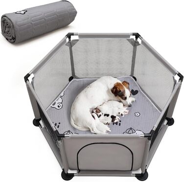 Кінець для цуценят у формі шестикутника, 122x65 см, сірий. Ігровий центр, манеж для цуценят, аксесуари для собак та цуценят