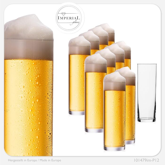 Набір склянок для пива Kölsch Imperial 6 шт, 200 мл (max 250 мл), скляні, для пива, стійкі до посудомийної машини