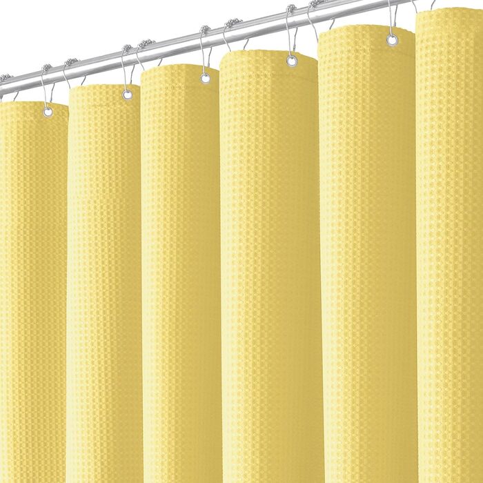 Шторка для душу BTTN вафельна, 180x200 см, антигрибкова, важка, водонепроникна, текстильна, з 12 гачками, зелена