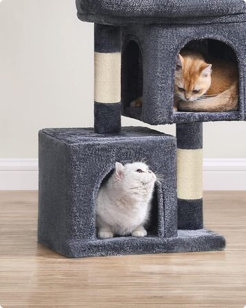 Feandrea Cat Tree Small, 67 cm Cat Tree, Cat House for Kittens up to 3 kg, Large Platform, Sisal Posts, PCT611W01 (Smoke Grey)
